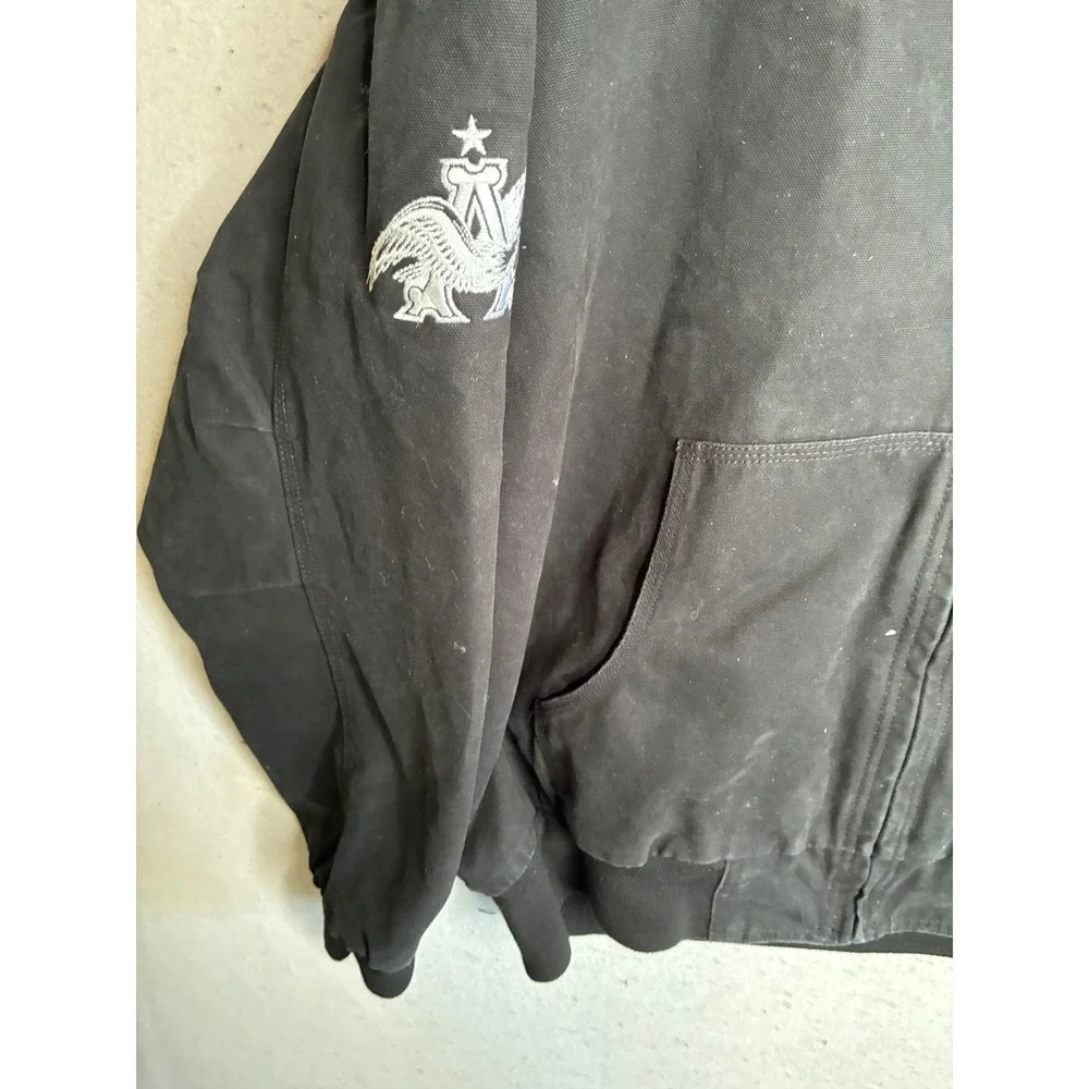 Dri Duck Mens 2XL Black Canvas Hooded Work Jacket US Farmed Anheuser-Busch Logo